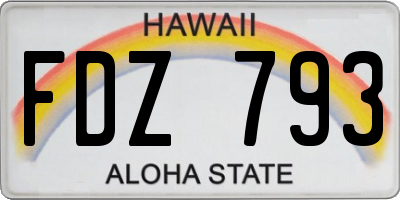 HI license plate FDZ793
