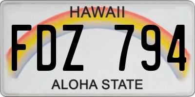HI license plate FDZ794