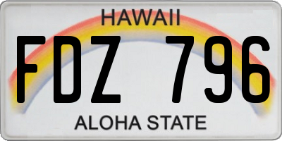 HI license plate FDZ796