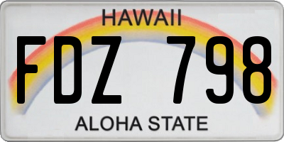 HI license plate FDZ798