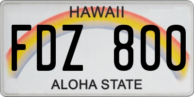 HI license plate FDZ800