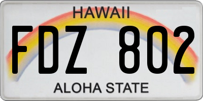HI license plate FDZ802
