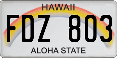 HI license plate FDZ803