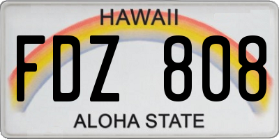 HI license plate FDZ808