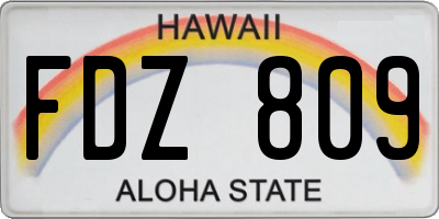 HI license plate FDZ809