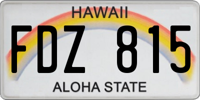 HI license plate FDZ815