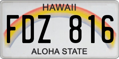 HI license plate FDZ816