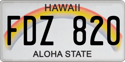 HI license plate FDZ820