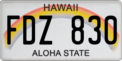 HI license plate FDZ830