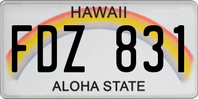 HI license plate FDZ831