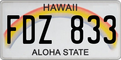 HI license plate FDZ833