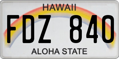 HI license plate FDZ840