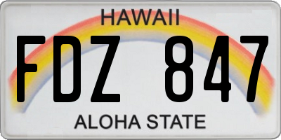 HI license plate FDZ847