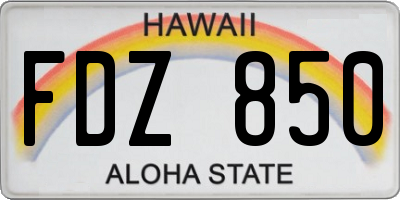 HI license plate FDZ850
