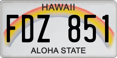 HI license plate FDZ851