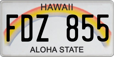 HI license plate FDZ855