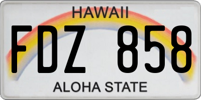 HI license plate FDZ858