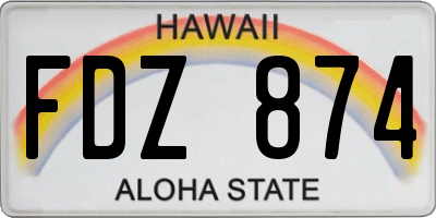 HI license plate FDZ874