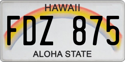 HI license plate FDZ875