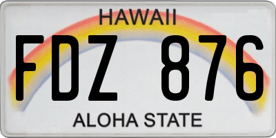 HI license plate FDZ876