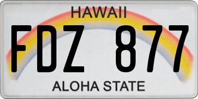 HI license plate FDZ877