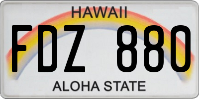 HI license plate FDZ880