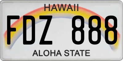 HI license plate FDZ888