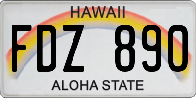 HI license plate FDZ890