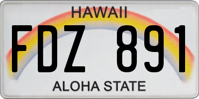 HI license plate FDZ891
