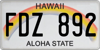 HI license plate FDZ892