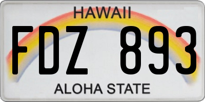 HI license plate FDZ893