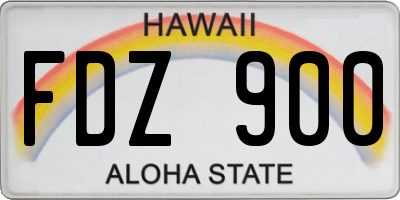 HI license plate FDZ900