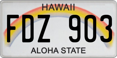 HI license plate FDZ903