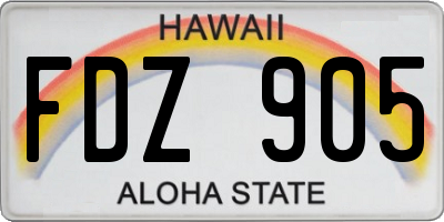 HI license plate FDZ905