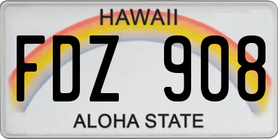 HI license plate FDZ908