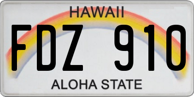 HI license plate FDZ910