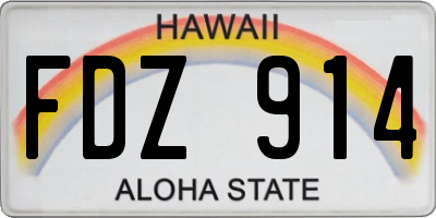 HI license plate FDZ914