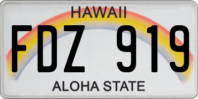 HI license plate FDZ919