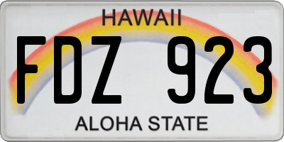HI license plate FDZ923
