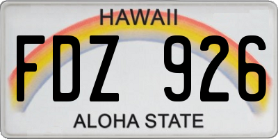 HI license plate FDZ926