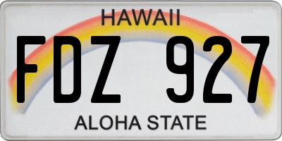 HI license plate FDZ927