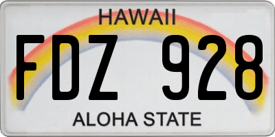 HI license plate FDZ928