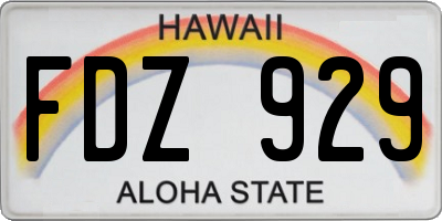 HI license plate FDZ929