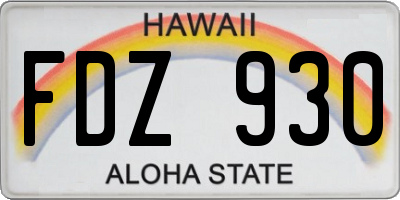 HI license plate FDZ930