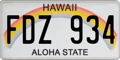 HI license plate FDZ934