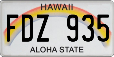 HI license plate FDZ935