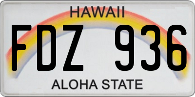HI license plate FDZ936
