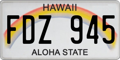 HI license plate FDZ945