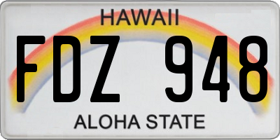 HI license plate FDZ948
