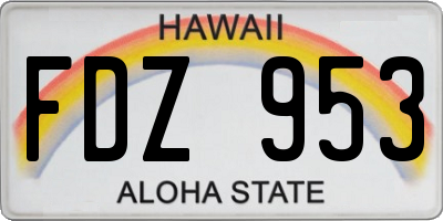 HI license plate FDZ953